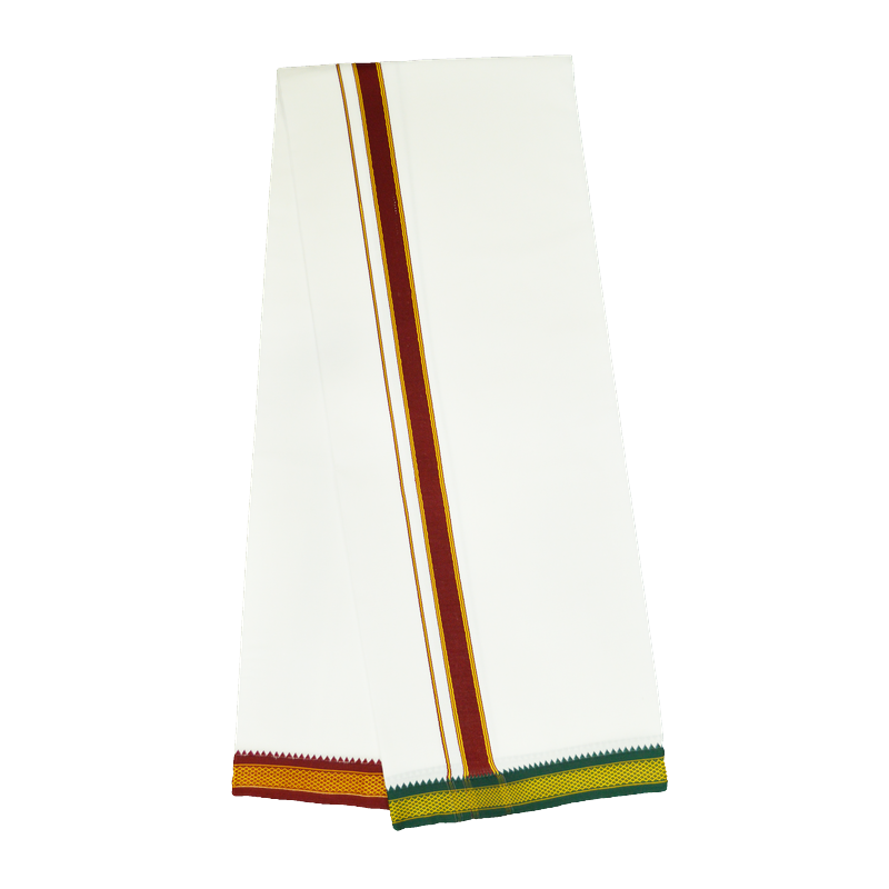 WHITE DEVOTIONAL DHOTIES WITH MEDIUM SIZE BOARDER- PETTU - NHKP02