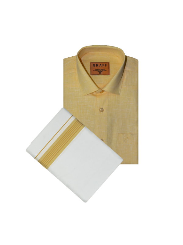 Mens Cotton Rich full Sleeve Shirt and Dhoti Combo - MAJESTIC Sandal- MJF02