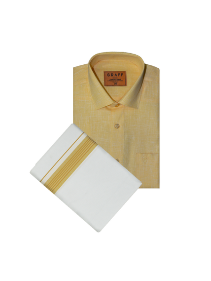 Mens Cotton Rich full Sleeve Shirt and Dhoti Combo - MAJESTIC Sandal- MJF02