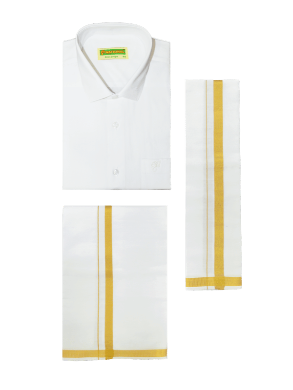 National Cotton Mens White Color Wedding Combo - Kalyanam-NHK_01