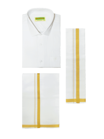 National Cotton Mens White Color Wedding Combo - Kalyanam-NHK_01