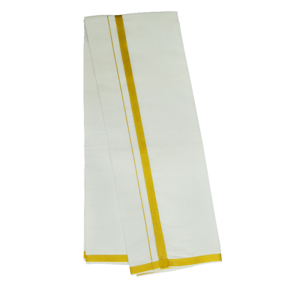 MENS WHITE DHOTIE WITH RAINBOW JARI BOARDER - NHJ01