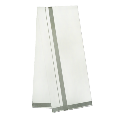 MENS WHITE DHOTIE WITH SILVER JARI BOARDER - NHJ02