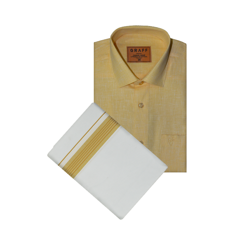 Mens Cotton Rich Half Sleeve Shirt and Dhoti Combo - MAJESTIC Sandal- MJHF02