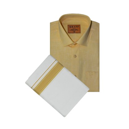 Mens Cotton Rich Half Sleeve Shirt and Dhoti Combo - MAJESTIC Sandal- MJHF02