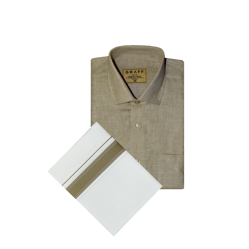 Mens Cotton Rich Half Sleeve Shirt and Dhoti Combo - MAJESTIC Brown- MJH04