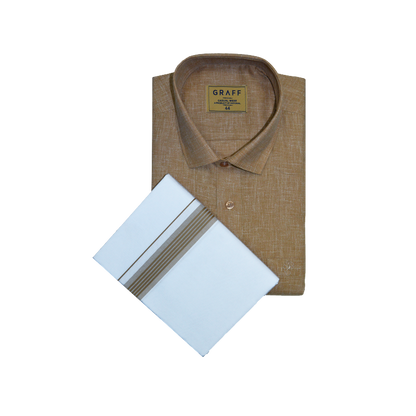 Mens Cotton Rich Half Sleeve Shirt and Dhoti Combo - MAJESTIC Beige  - MJH10