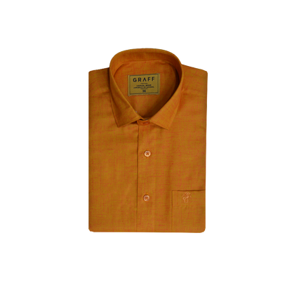 Mens Cotton Rich Half Sleeve Shirt and Dhoti Combo - MAJESTIC orange - MJH13