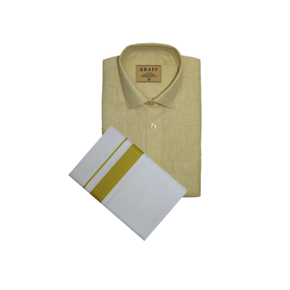 Mens Cotton Rich Full Sleeve Shirt and Dhoti Combo - MAJESTIC mustard - MJF07