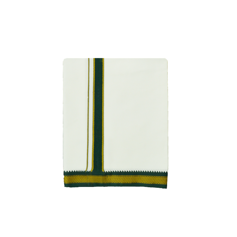 WHITE DEVOTIONAL DHOTIES WITH MEDIUM SIZE BOARDER- PETTU - NHKP01