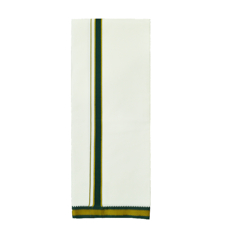 WHITE DEVOTIONAL DHOTIES WITH MEDIUM SIZE BOARDER- PETTU - NHKP01