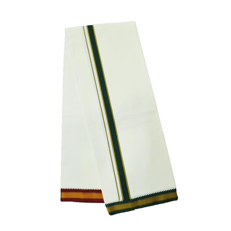 WHITE DEVOTIONAL DHOTIES WITH MEDIUM SIZE BOARDER- PETTU - NHKP01