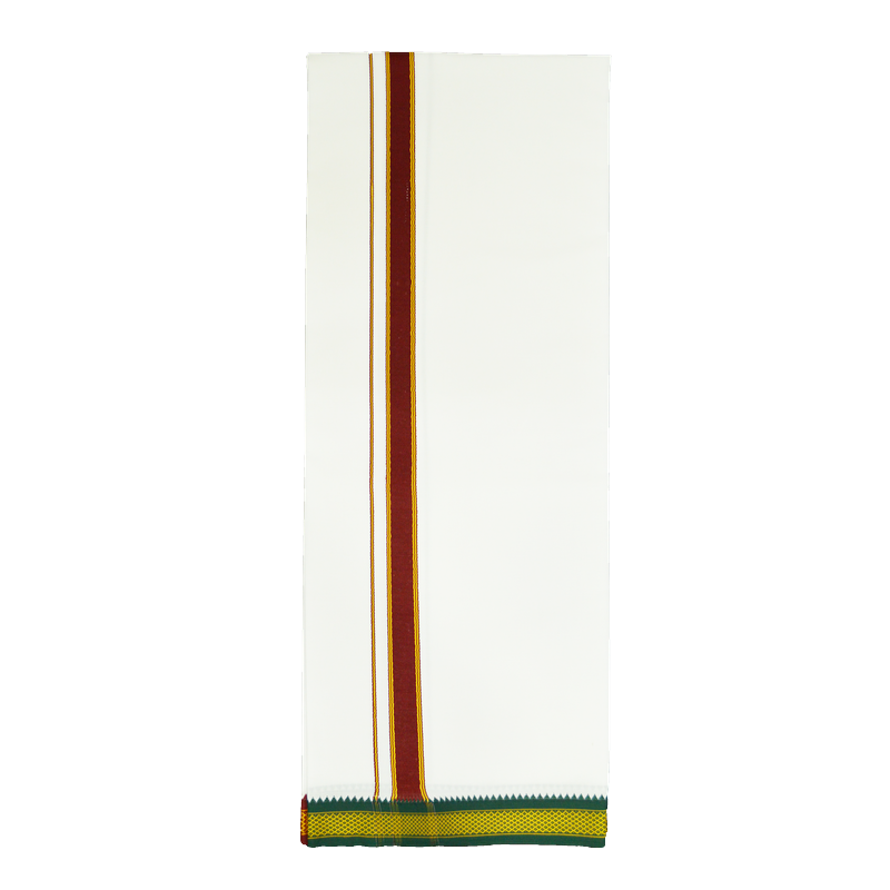 WHITE DEVOTIONAL DHOTIES WITH MEDIUM SIZE BOARDER- PETTU - NHKP02