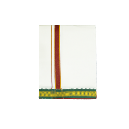 WHITE DEVOTIONAL DHOTIES WITH MEDIUM SIZE BOARDER- PETTU - NHKP02