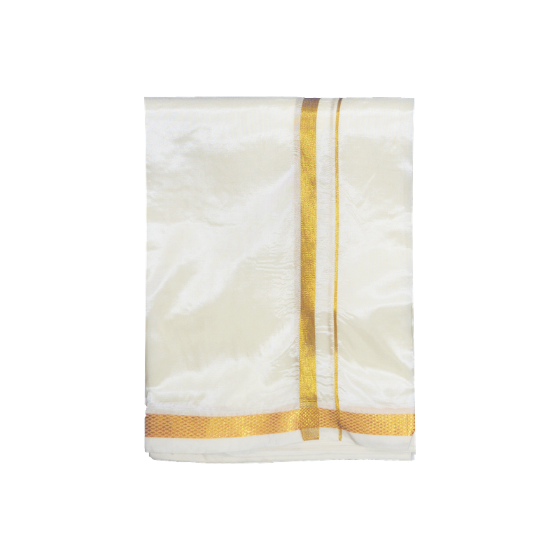 National Handlooms Men's Art Silk Shirt,Dhoti And Towel Combo - SILK CRAFT - NHSC_01